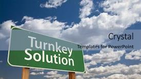  Presentation with solution - PPT theme featuring forklift in warehouse loading dig background and a gray colored foreground.