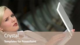  Presentation with beige art retro - Beautiful presentation theme featuring process engineer - serious woman wearing a beige backdrop and a coral colored foreground