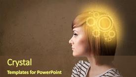  Presentation with machine - Presentation theme enhanced with process engineering - clever girl thinking background and a tawny brown colored foreground