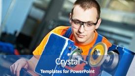  Presentation with manufacture - Slides featuring process engineering - manufacture worker in uniform background and a ocean colored foreground