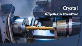  Presentation with shooting - Audience pleasing theme consisting of process engineering - metalworking cnc milling machine cutting backdrop and a ocean colored foreground