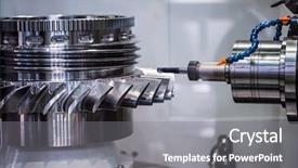  Presentation with metalworking cnc - Beautiful PPT layouts featuring process engineering - metalworking cnc milling machine cutting backdrop and a gray colored foreground