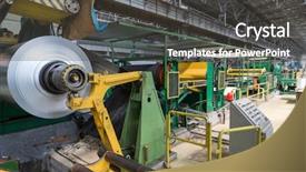  Presentation with workshop - Beautiful PPT theme featuring process engineering - roll of aluminum rotates backdrop and a dark gray colored foreground