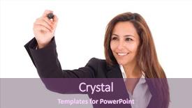  Presentation with process - Presentation having process flow chain - portrait of a smiling young background and a violet colored foreground