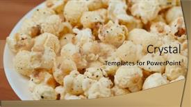  Presentation with popcorn - Slides featuring process food whole food - group of popcorn background and a coral colored foreground