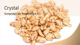  Presentation with grains - Cool new presentation design with process food whole food - heap of fluffy wheat grains backdrop and a  colored foreground