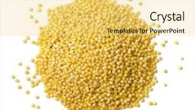  Presentation with millet - Slides consisting of process food whole food - heap of millet seeds isolated background and a yellow colored foreground