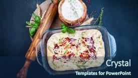  Presentation with process - Slide deck with process food whole food - raw margherita pizza and ingredients background and a navy blue colored foreground