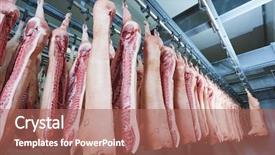  Presentation with refrigerator - Audience pleasing slide set consisting of process food whole food - refrigerator meat storage with handing backdrop and a coral colored foreground