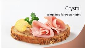  Presentation with yellow bread cake - Cool new slides with process food whole food - slice of bread with ham backdrop and a white colored foreground