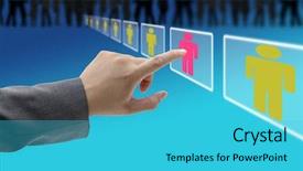  Presentation with business process - Amazing presentation theme having process for workforce human resource backdrop and a cyan colored foreground