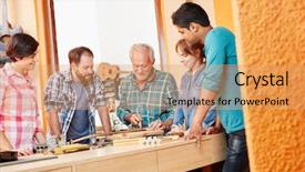  Presentation with apprenticeship - PPT theme with electrical internship - apprenticeship in guitar making background and a coral colored foreground