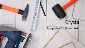  Presentation with internship medical equipment repair - Colorful PPT layouts enhanced with process jigsaw - laminate installing equipment on planks backdrop and a light gray colored foreground