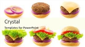  Presentation with step - Audience pleasing slide set consisting of process making of burger step backdrop and a blonde colored foreground