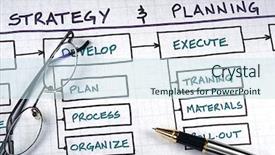  Presentation with business process - Presentation theme featuring process map - business strategy organizational charts background and a sky blue colored foreground