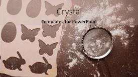  Presentation with baking cookies - PPT theme with process-of-baking-easter-homemade background and a mint green colored foreground