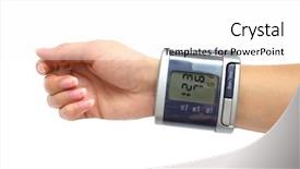  Presentation with electronics - Presentation with process of blood pressure examination background and a  colored foreground