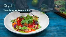  Presentation with caviar - Audience pleasing slide set consisting of process-of-cooking-escabeche-fish backdrop and a ocean colored foreground