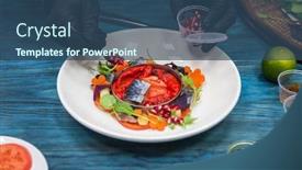  Presentation with caviar - Audience pleasing presentation theme consisting of process-of-cooking-escabeche-fish backdrop and a ocean colored foreground