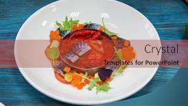  Presentation with caviar - PPT theme featuring process-of-cooking-escabeche-fish background and a red colored foreground