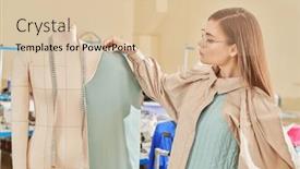  Presentation with design fashion - Slide deck with process-of-dressmaking-fashion-design background and a lemonade colored foreground