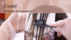  Presentation with hair salon - Colorful presentation design enhanced with process of dyeing hair backdrop and a coral colored foreground