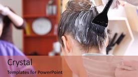  Presentation with hair salon - Colorful PPT theme enhanced with process of dyeing hair backdrop and a red colored foreground