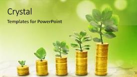  Presentation with process - Beautiful presentation theme featuring process of growth of income backdrop and a yellow colored foreground