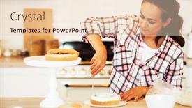  Presentation with women making - Presentation theme enhanced with process-of-making-a-cake background and a lemonade colored foreground