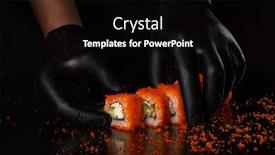  Presentation with black hand - Slide set consisting of process-of-making-california-roll background and a black colored foreground