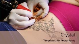  Presentation with decision making manufacturing process - Colorful presentation theme enhanced with rotary equipments - process of making tattoo closeup backdrop and a coral colored foreground