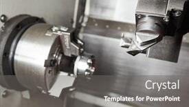  Presentation with cnc - Slide set consisting of process-of-metal-machining background and a gray colored foreground