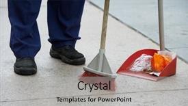  Presentation with cleaning - PPT theme featuring process of urban street cleaning background and a light gray colored foreground