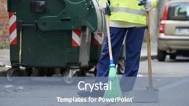  Presentation with mental process - Slide deck with process of urban street cleaning background and a seafoam green colored foreground