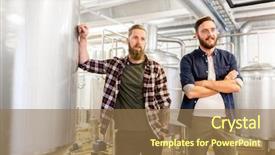  Presentation with business process - Colorful PPT theme enhanced with process owner - manufacture business and people concept backdrop and a coral colored foreground