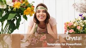  Presentation with cute flower heart - Beautiful PPT layouts featuring process owner - photo of cute cheerful florist backdrop and a coral colored foreground