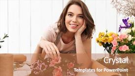  Presentation with cheerful - Slide deck with process owner - photo of cute cheerful florist background and a  colored foreground