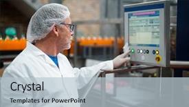  Presentation with factory machine - Slides with process plants - factory engineer operating machine background and a lemonade colored foreground