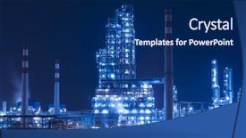  Presentation with oil refinery - Presentation theme consisting of process plants - oil refinery working at night background and a navy blue colored foreground