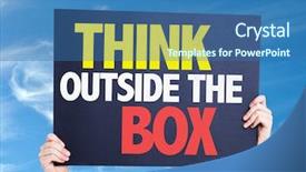  Presentation with process - PPT theme having process solution - think outside the box card background and a ocean colored foreground