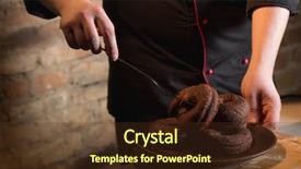  Presentation with donuts chocolate - Amazing slides having process steps - cooking donuts by chef hands backdrop and a tawny brown colored foreground