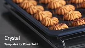  Presentation with baking cookies - Presentation theme enhanced with biscuit factory - delicious cookies on baking tray background and a  colored foreground