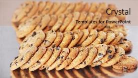  Presentation with biscuit - Audience pleasing presentation design consisting of biscuit factory - production line of baking cookies backdrop and a coral colored foreground