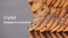  Presentation with baking cookies - PPT theme having biscuit factory - production line of baking cookies background and a gray colored foreground
