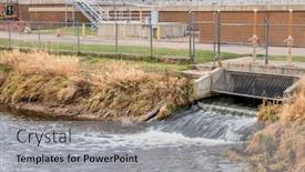  Presentation with water river - Colorful theme enhanced with processed-and-cleaned-sewage-flowing backdrop and a light gray colored foreground