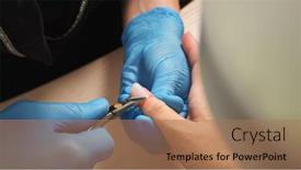  Presentation with nail salon - PPT theme consisting of processing-of-rough-cuticles background and a coral colored foreground