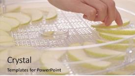  Presentation with processing - Slide set featuring processing preserves - apple pieces on drying plastic background and a  colored foreground