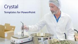  Presentation with food processing - Beautiful theme featuring processing preserves - processed food worker backdrop and a sky blue colored foreground