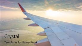  Presentation with image processing - Slide set with processing speed - wing of an airplane flying background and a coral colored foreground