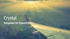  Presentation with image processing - Colorful slide set enhanced with processing speed - wing of an airplane flying backdrop and a gray colored foreground